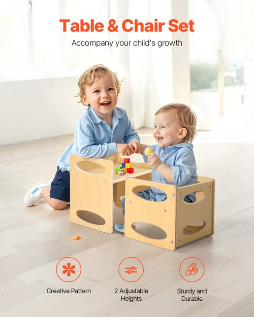 Montessori Weaning Table and Chair Set, Wooden Toddler Table and Chair