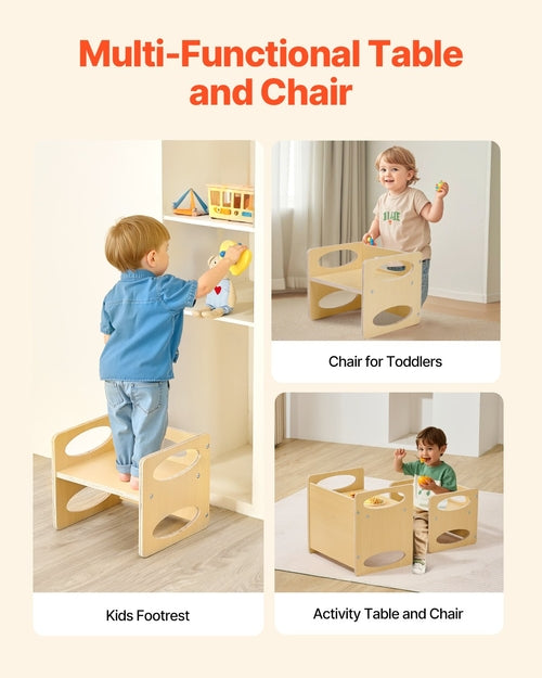 Montessori Weaning Table and Chair Set, Wooden Toddler Table and Chair