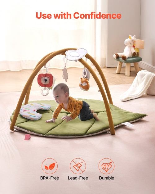 Baby Play Gym Mat, Baby Activity Mat with 6 Sensory Toys, Oversize