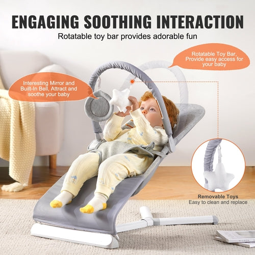 Baby Bouncer, Folding Bouncer Seat for Babies 0-9 Months, Newborn